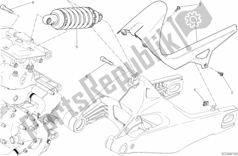 All parts for the Sospensione Posteriore of the Ducati Monster 821 Dark Brasil 2016